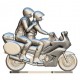 Motorbike with driver and journalist with microphone custom - Miniature cyclist figurines